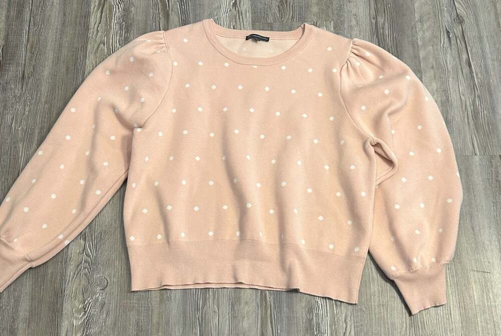 Adrianna Papell Pink Polka Dot Puff Sleeve Sweater Size XL